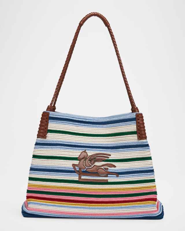 Libra Striped Shopping Shoulder Bag